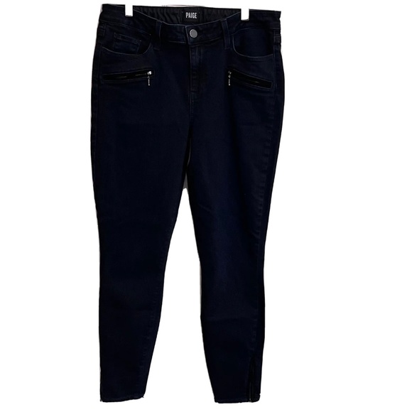 Paige Jeans 31” Jane Zip Dark Blue Anderson Wash Ankle Zip Skinny Jeans - Picture 2 of 11